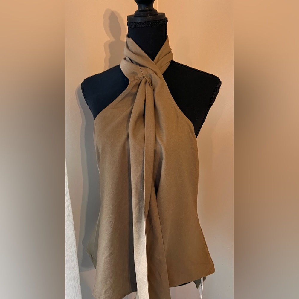 Commense Olive Halter Blouse Medium - Picture 4 of 8